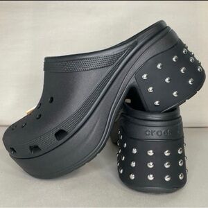 Crocs Siren Black Studded Platform Clog Heel Men Size 11 - New NWT